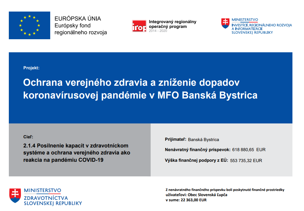 Ochrana verejného zdravia a zníženie dopadov koronavírusovej pandémie v MFO Banská Bystrica