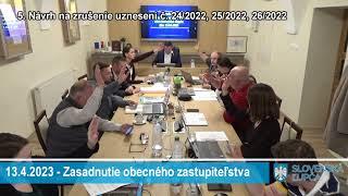 Obecné zastupiteľstvo konané/á dňa 13.04.2023 17:30 /Zasadačka obecného úradu/